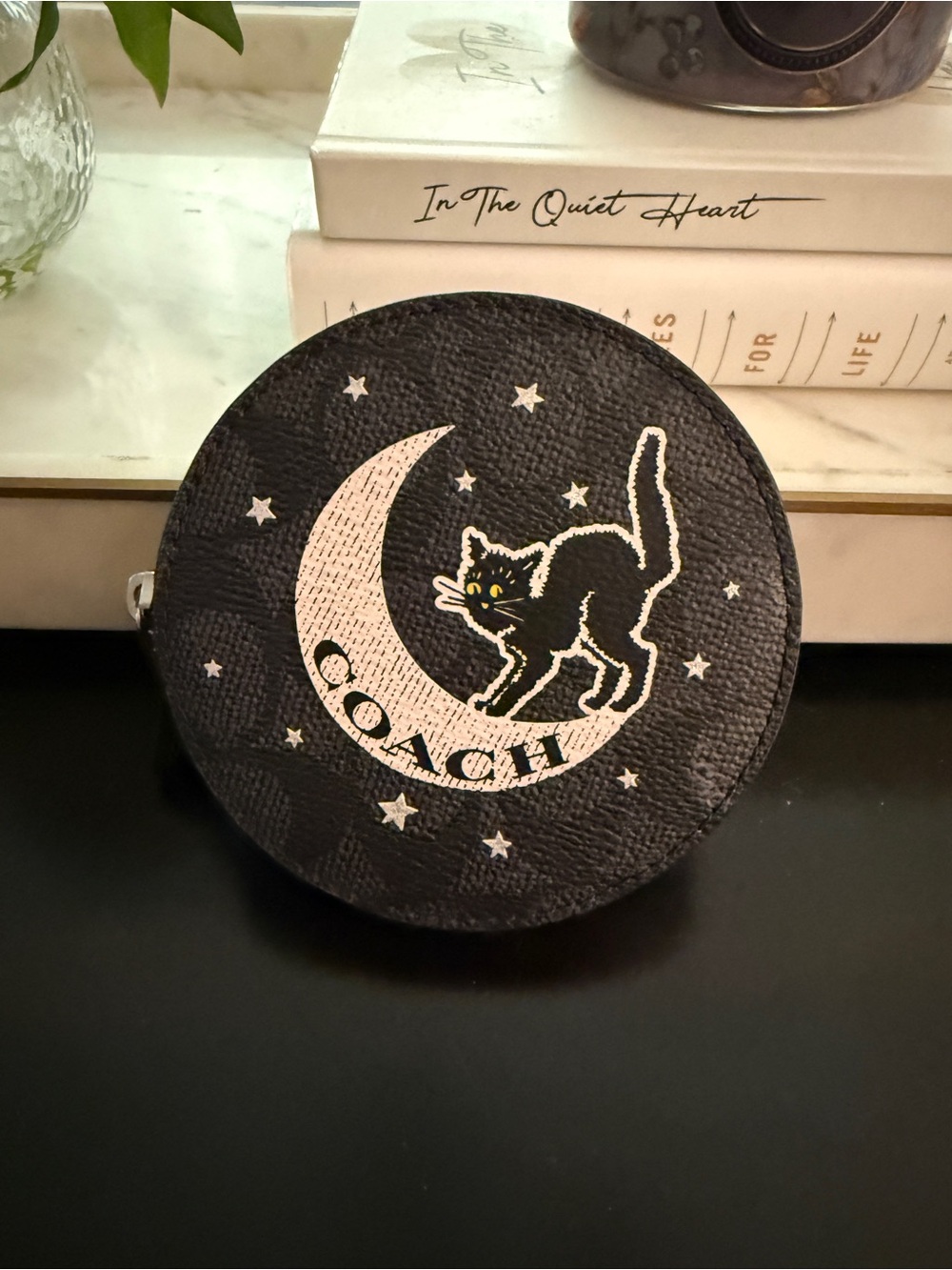 Coach 2024 Halloween Collection Coin Purse Moon and Black Cat